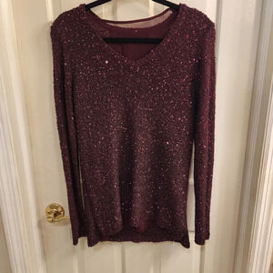 Apt 9 maroon sparkly sweater size lg